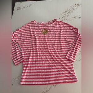 Lilly Pulitzer Pink and White Striped Long Sleeve Tee